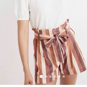 Madewell Paperbag Shorts in Rainbow Stripe size 2